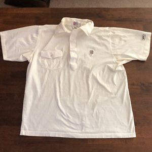 Vintage Slazenger Polo Shirt Men L Large Cotton Golf Club R R Flag Crest White